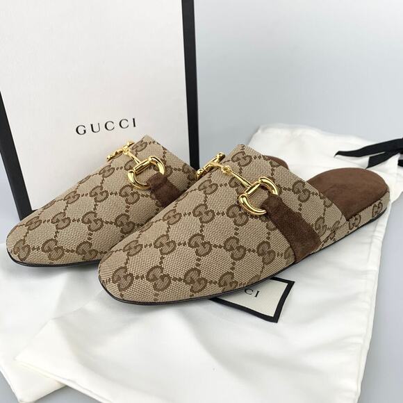 NIB Gucci monogram print slippers size 38 shoes - Picture 1 of 10